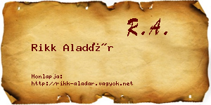 Rikk Aladár névjegykártya